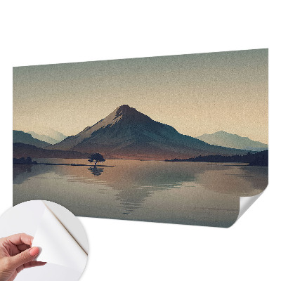 Baby room wall mural with a mountain landscape design