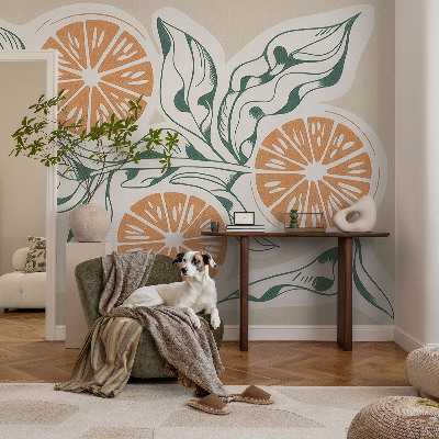 Children's wall mural with fruit patterns