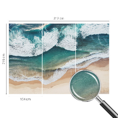 Peel and stick wall mural with a sea waves design