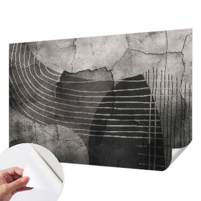 Self-adhesive wall mural with an abstract linear design