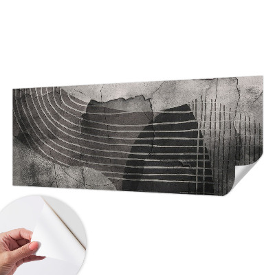 Self-adhesive wall mural with an abstract linear design