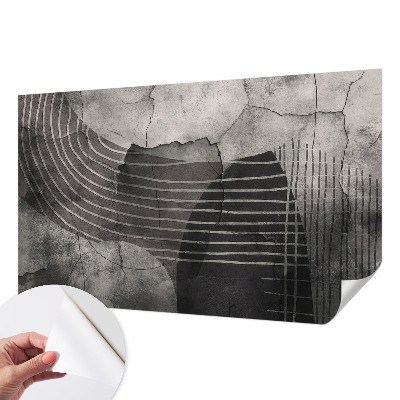 Self-adhesive wall mural with an abstract linear design
