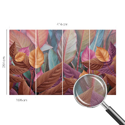 Removable wall mural with a colorful leaves design