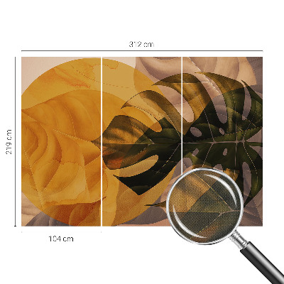 Removable wall mural wallpaper with an abstract leaves design