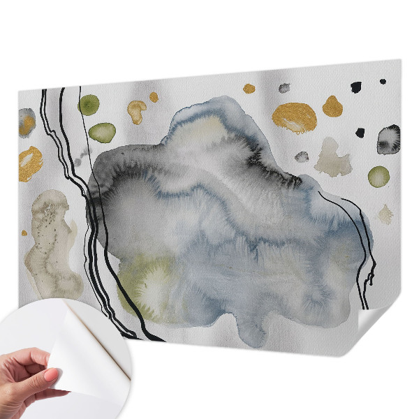Peel and stick wall mural for living room with an abstract watercolor design