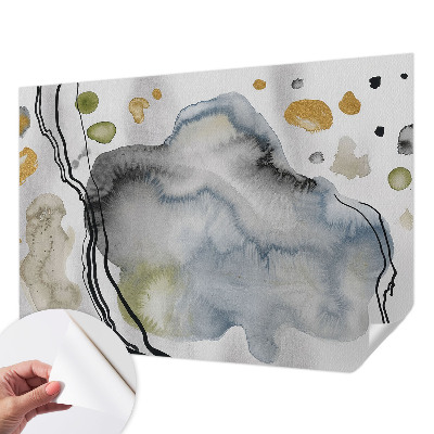 Peel and stick wall mural for living room with an abstract watercolor design