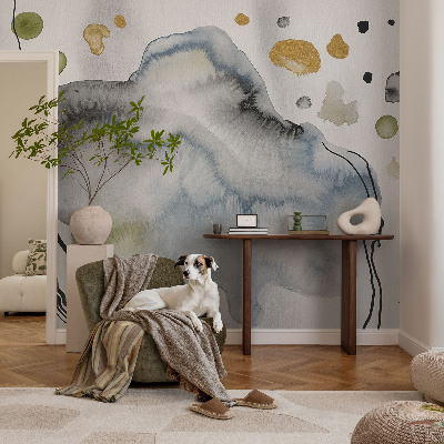 Peel and stick wall mural for living room with an abstract watercolor design