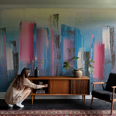 3D wall mural with an abstract striped design