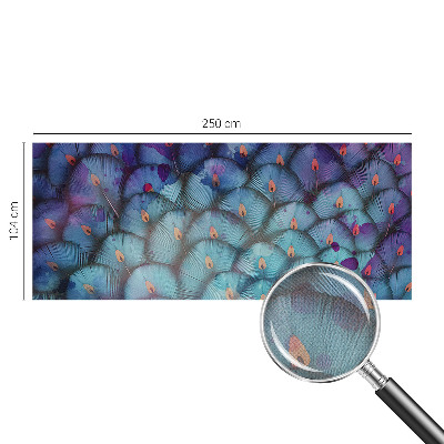 Peel and stick wall mural for kids' room with a colorful feather pattern