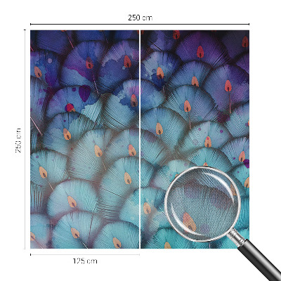 Peel and stick wall mural for kids' room with a colorful feather pattern
