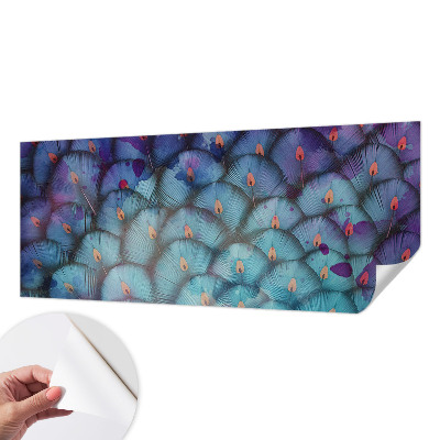 Peel and stick wall mural for kids' room with a colorful feather pattern