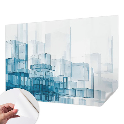 Peel and stick wall mural for bedroom with a transparent cubes design