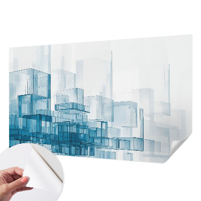 Peel and stick wall mural for bedroom with a transparent cubes design