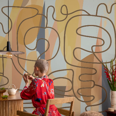 3D photo wallpaper mural with an abstract shapes design