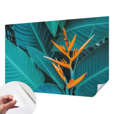 Nursery wall mural with a leafy floral design
