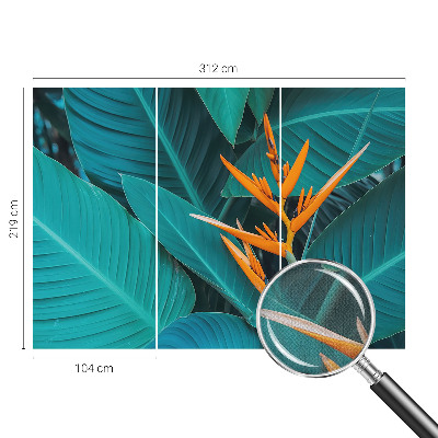 Nursery wall mural with a leafy floral design