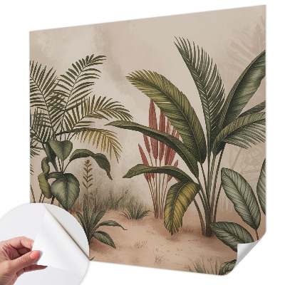 Peel and stick wallpaper mural with a plant motif