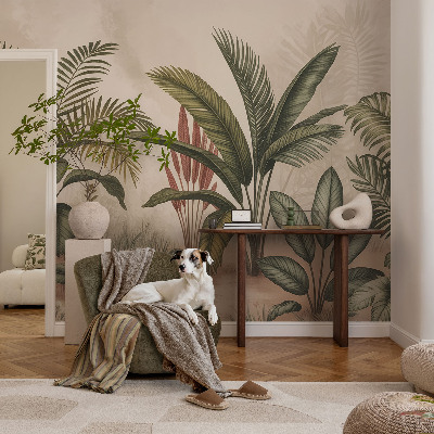 Peel and stick wallpaper mural with a plant motif