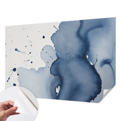 Children's wall mural with navy blue splash pattern