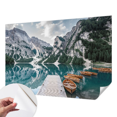 Peel and stick wall mural with a mountain panorama design