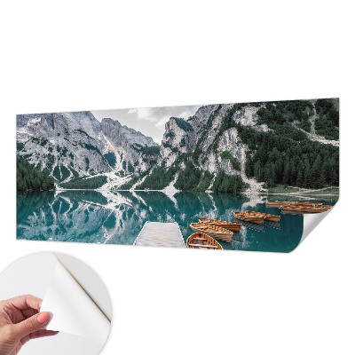 Peel and stick wall mural with a mountain panorama design