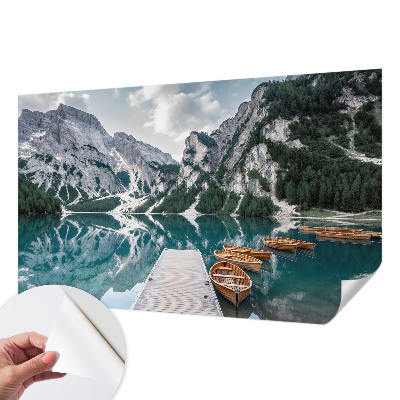 Peel and stick wall mural with a mountain panorama design
