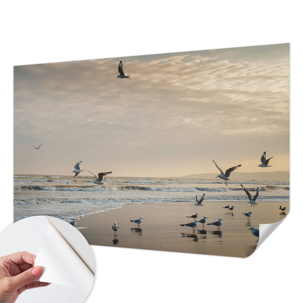 Baby room wall mural with a seaside tranquility design