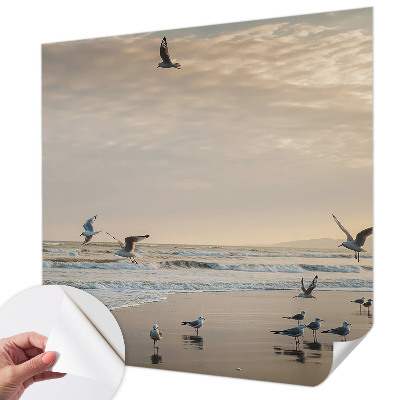 Baby room wall mural with a seaside tranquility design