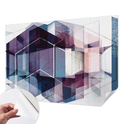 Self-adhesive photo wallpaper with a geometric cubes pattern