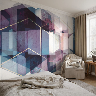 Self-adhesive photo wallpaper with a geometric cubes pattern
