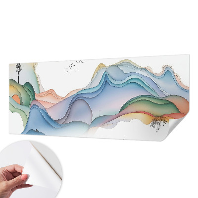 Self-adhesive wall mural with a dream landscape motif