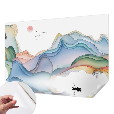 Self-adhesive wall mural with a dream landscape motif
