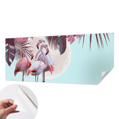 Removable wall mural with an exotic birds pattern