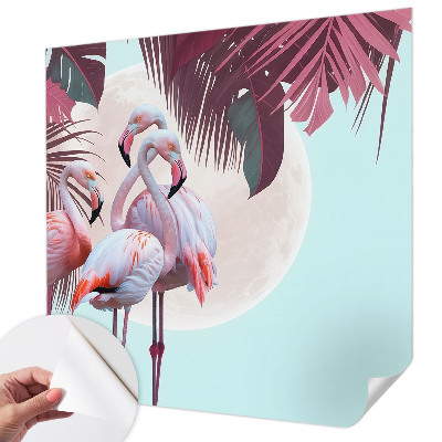 Removable wall mural with an exotic birds pattern