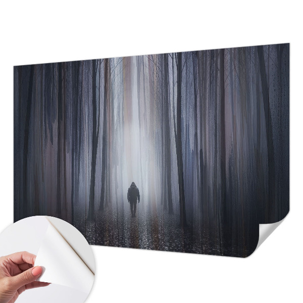Stick-on wall mural with a forest silence design