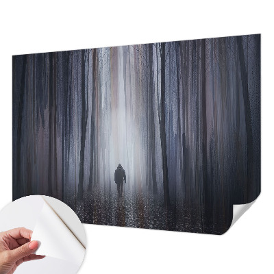 Stick-on wall mural with a forest silence design