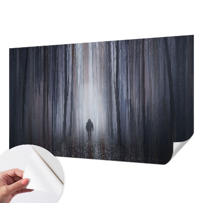 Stick-on wall mural with a forest silence design