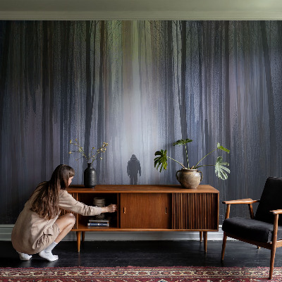Stick-on wall mural with a forest silence design