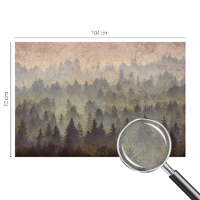 Peel and stick wall mural for bedroom with a misty forest design
