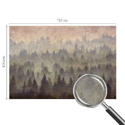 Peel and stick wall mural for bedroom with a misty forest design