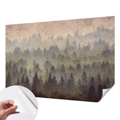 Peel and stick wall mural for bedroom Forest fog