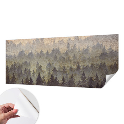 Peel and stick wall mural for bedroom with a misty forest design