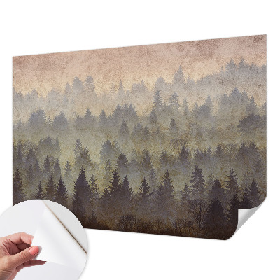 Peel and stick wall mural for bedroom Forest fog