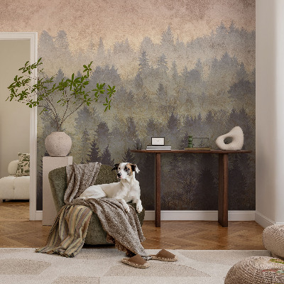 Peel and stick wall mural for bedroom Forest fog