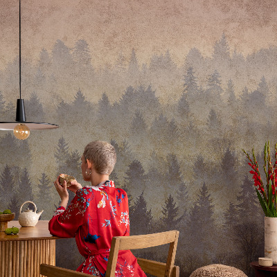 Peel and stick wall mural for bedroom Forest fog