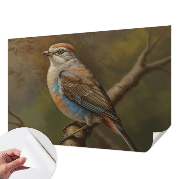 Peel and stick wall mural for living room featuring a bird portrait
