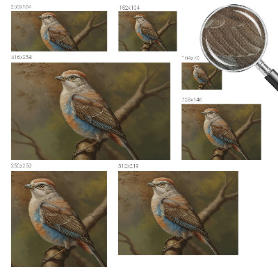 Peel and stick wall mural for living room featuring a bird portrait