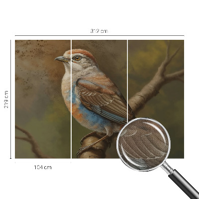 Peel and stick wall mural for living room featuring a bird portrait