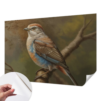 Peel and stick wall mural for living room featuring a bird portrait
