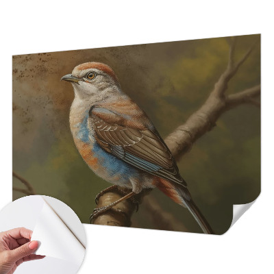 Peel and stick wall mural for living room featuring a bird portrait